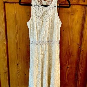 Lace summer dress size medium cream colour